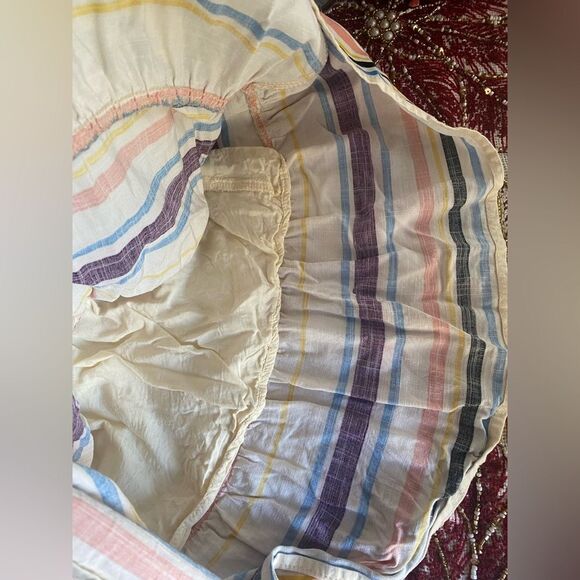 LOST + WANDER Mini Dress Cory Rainbow Cream Sz Medium  Striped Lined Boho - Picture 9 of 15